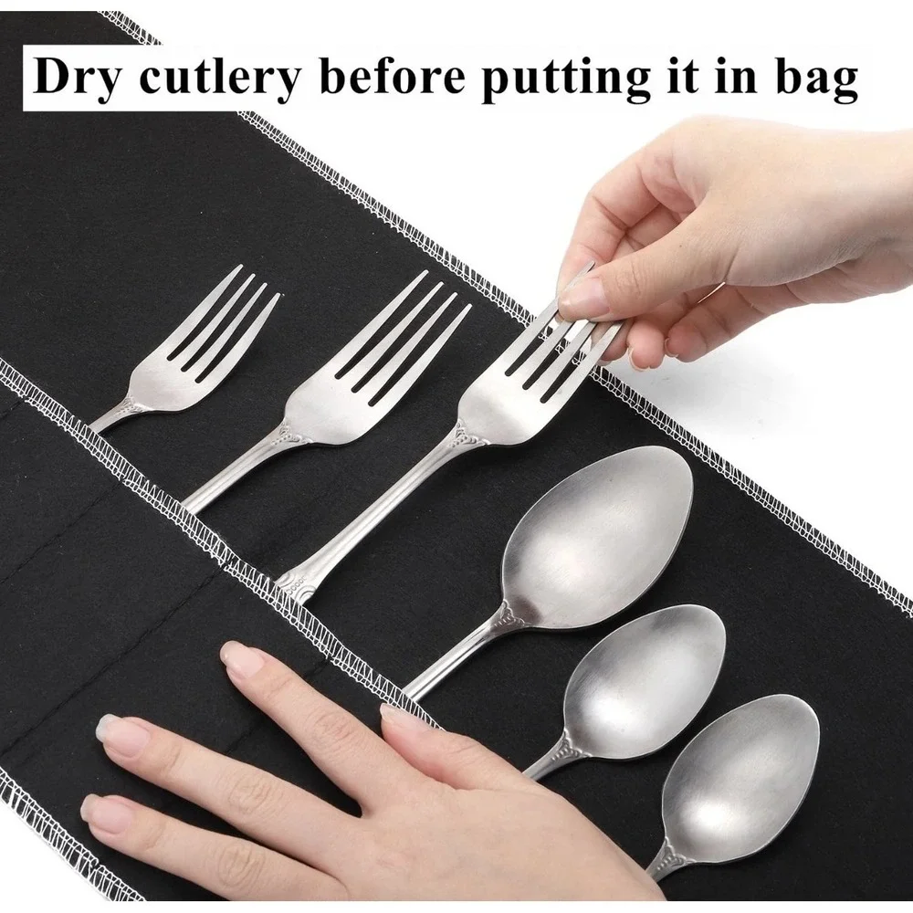 12 Pcs Silver Storage Bags Anti Tarnish, Silverware Storage Cloth Roll